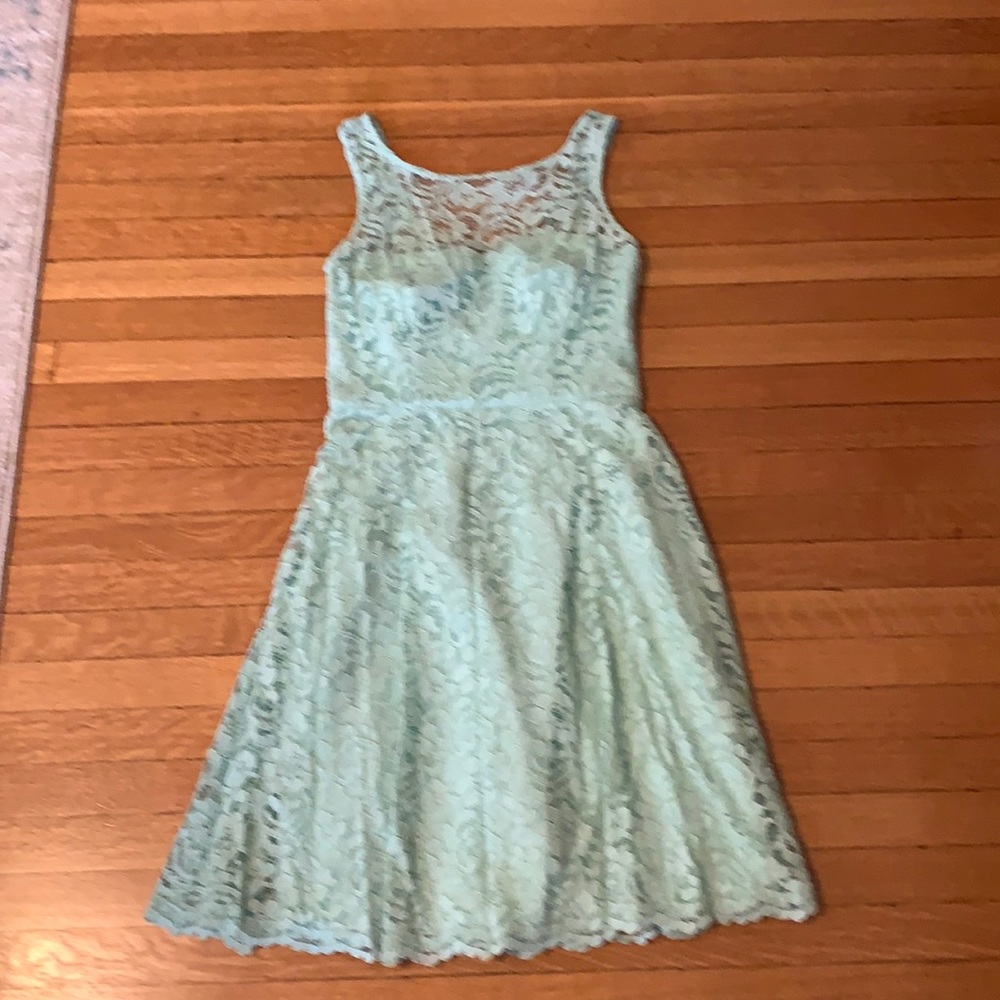 Light mint lace dress with sweetheart neckline